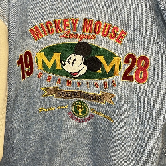 Vintage Disney Mickey Mouse Varsity Denim Jacket - Picture 5 of 10